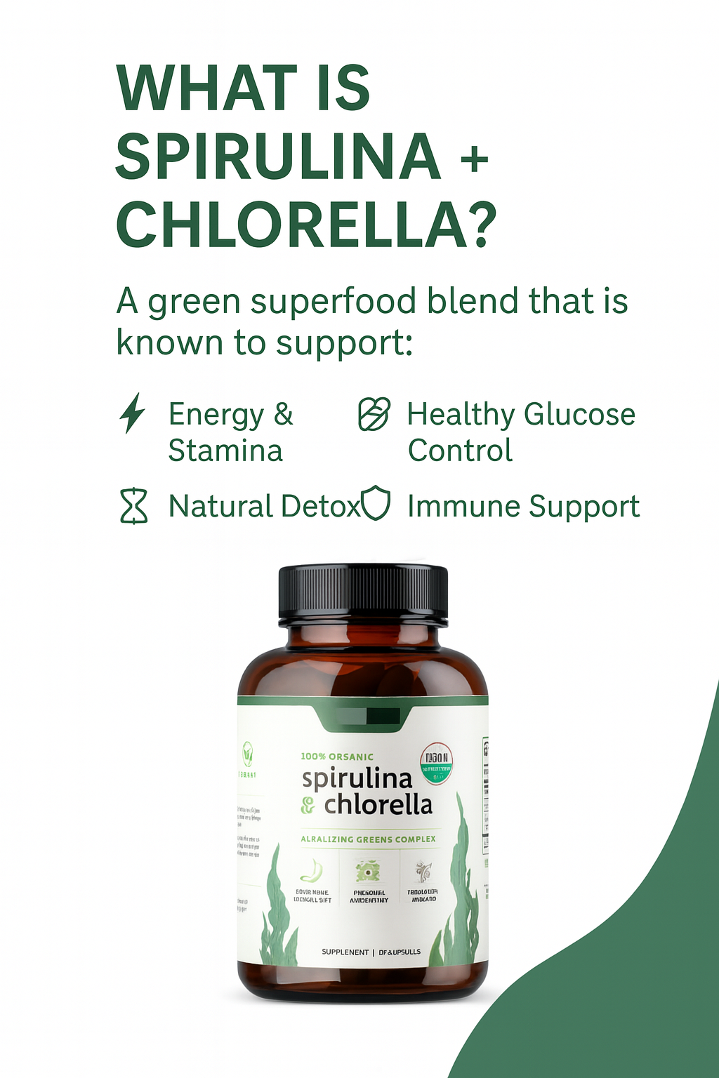 Spirulina Chlorella | Natural Glucose Control, Detox and Antioxidant
