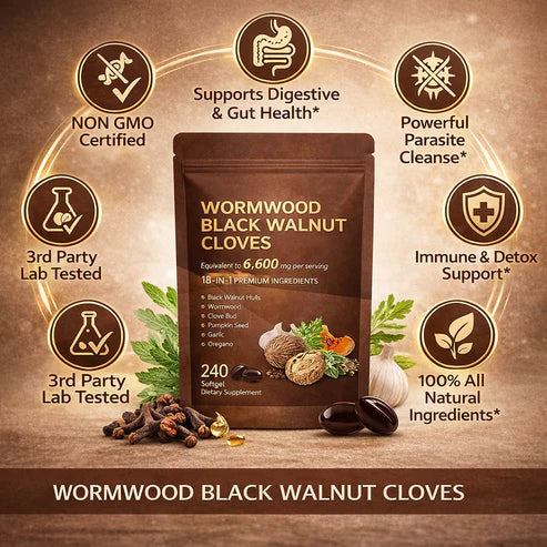 Wormwood Black Walnut Cloves | 18 in 1 Herbal Ingredients