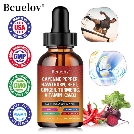 Cayenne Pepper + Hawthorn, Vitamin D3 K2, Ceylon Cinnamon, Turmeric  Drops